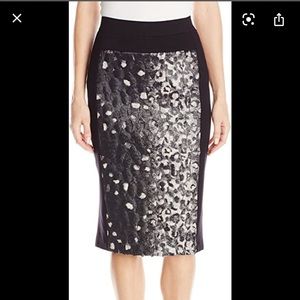 BCBG MaxAzria Ines Coated Faux Fur Pencil Skirt